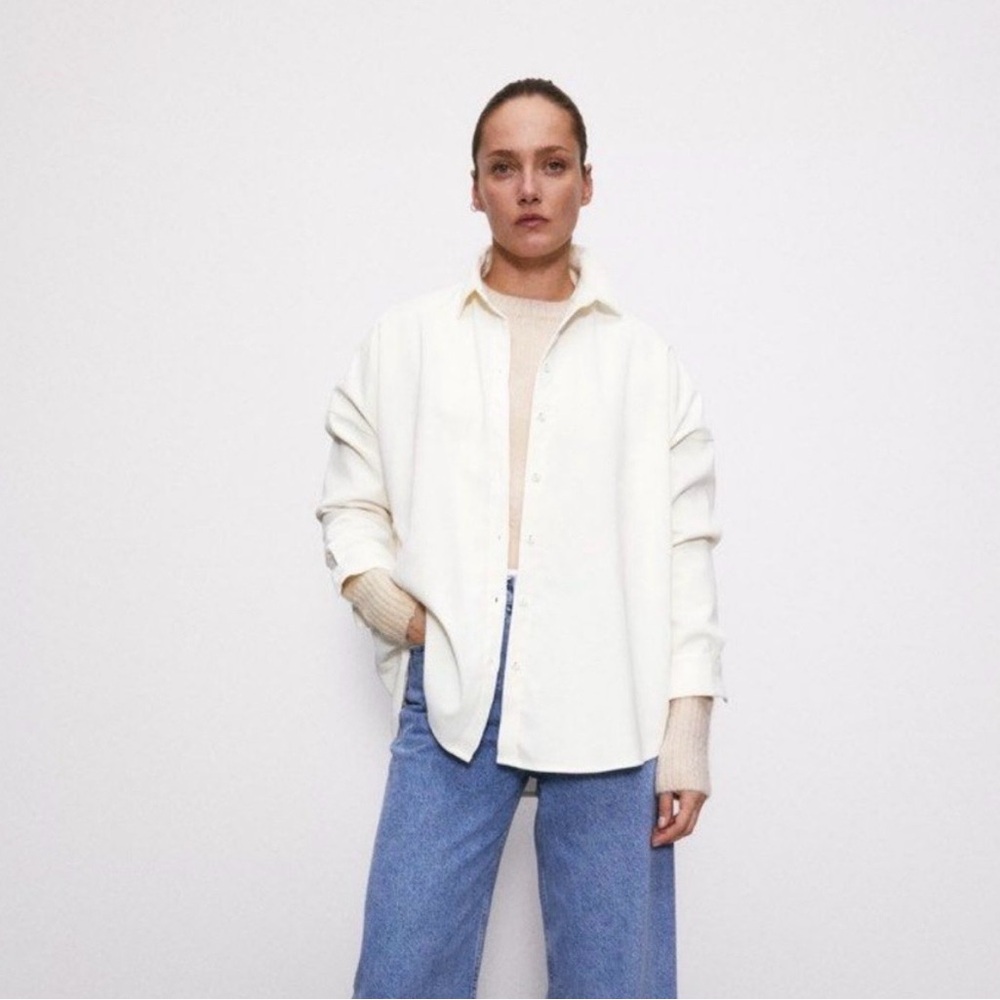 Zara Cream Button-Up Shirt